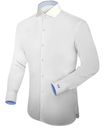 White Formal Shirts For Men with Italian Collar 1 Button