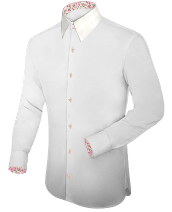 White High Collar Mens One Button Collar Shirts with French Collar 2 Button