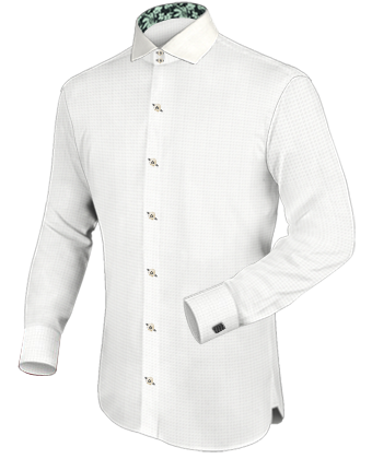 Men's Hidden Button Down Shirt with Italian Collar 2 Button