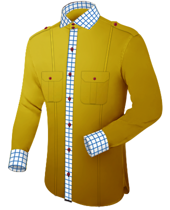 Red Collarless Dress Shirt with Italian Collar 2 Button
