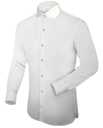 3 Button High Collar Bespoke Dress Shirt with English Collar