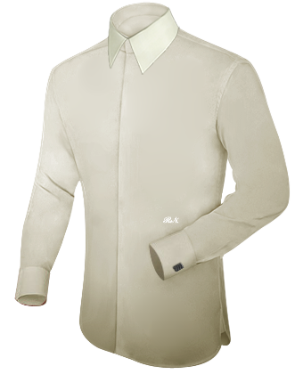 Grey Extra Wide Spread Collar Dress Shirt with French Collar 2 Button