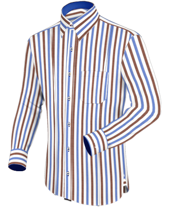 Mens French Cuff Shirt with French Collar 1 Button
