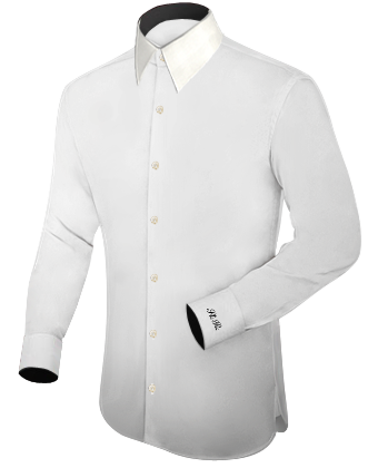 Mens White Linen Shirts For Beach Wedding with French Collar 1 Button