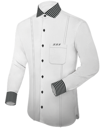 White Dress Shirt with Italian Collar 1 Button