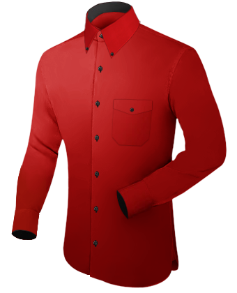 Mens Dress Shirt Wing Collar Black with Button Down