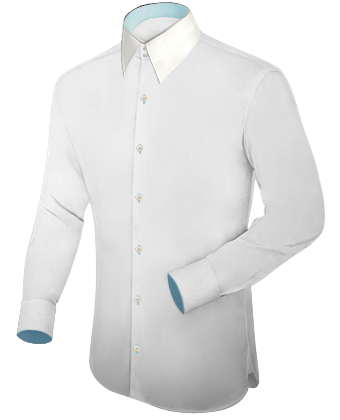 Check Shirts Men with French Collar 2 Button