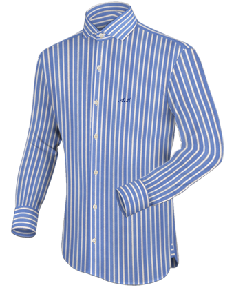 French Collar Stripe Dress Shirt with Italian Collar 1 Button