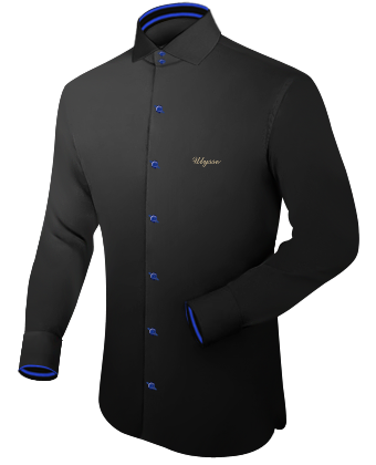 Mens Black Cufflink Shirts with Italian Collar 2 Button
