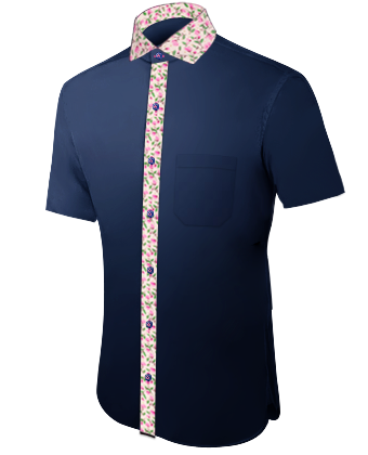 Mens White Shirt With Black Piping with Italian Collar 1 Button
