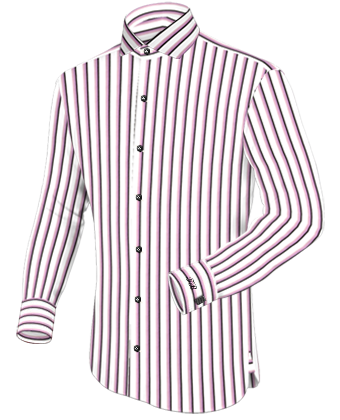 Mens White Shirt With Black Trim with Italian Collar 1 Button