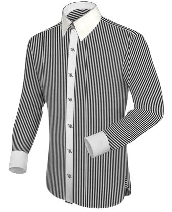Boys Double Cuff Shirt White Cotton with French Collar 2 Button