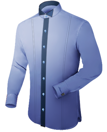 Black Dress Shirt With Royal Blue Collar And Cuffs with Tuxedo