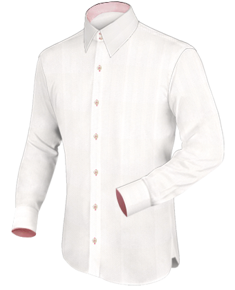 Slim Fitted White Shirts For Men with French Collar 2 Button