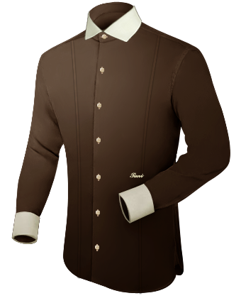 White Collar Pink Shirt with Italian Collar 1 Button