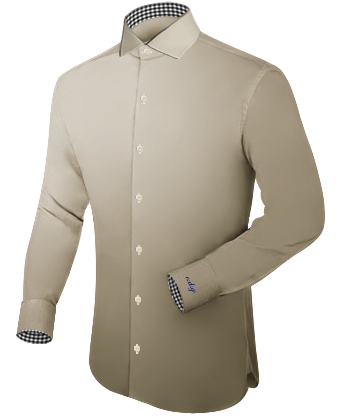 Cream Dress Shirts For Men with Italian Collar 1 Button