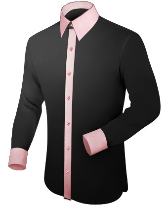 Men Black Shirt with French Collar 1 Button