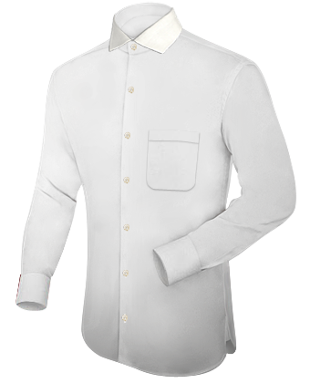 Royal Navy Tailored White Shirt with Italian Collar 1 Button