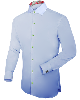 Light Blue Shirt With White Collar with Batman Collar