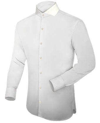 Casual White Shirt with Cut Away 1 Button