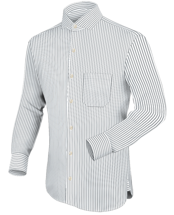 Mens Double Stitch Shirts with Italian Collar 1 Button