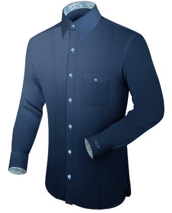 French Cuffed Dress Shirts with French Collar 1 Button