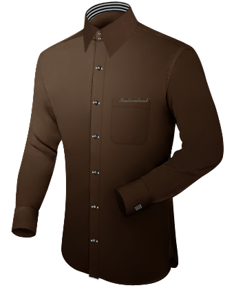 Chocolate Brown Formal Shirts with French Collar 2 Button