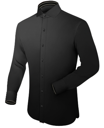 Mens Black Silk Shirts Uk 19 Collar with Italian Collar 1 Button
