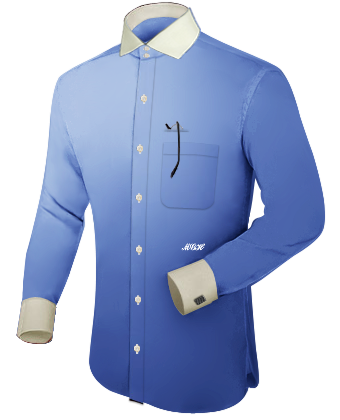 Bright Blue Shirt And Tie Sets For Boys with Italian Collar 1 Button
