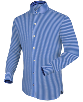 Mens Designer Collarless Shirt with Italian Collar 1 Button
