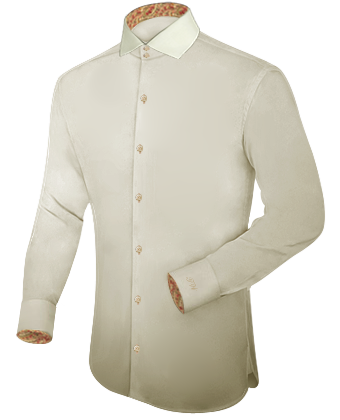 Olive Green Dress Shirt with Italian Collar 2 Button