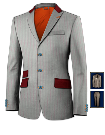 Charcoal Grey Suits Men with 3 Buttons, Single Breasted