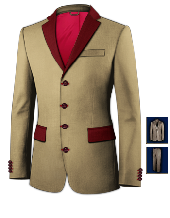 Three Piece Suits For Men with 4 Buttons, Single Breasted