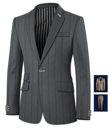 Mens Wedding Suits Silver Wedding Clothing with 1 Button, Single Breasted