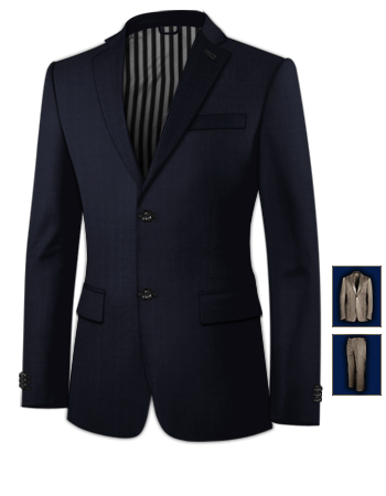 Black Three Button Suit with 2 Buttons, Single Breasted