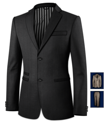 Light Grey Mens Suit with 2 Buttons, Single Breasted