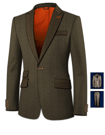 Chino Style Suit with 1 Button, Single Breasted