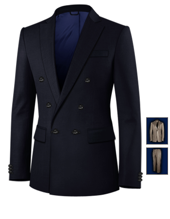 English Fabric Wool For Men Suit Leeds Bradford with 6 Buttons, Double Breasted (1 To Close)