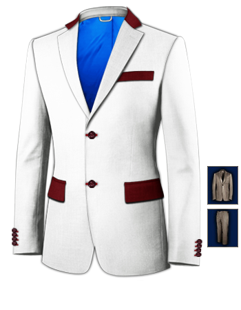 Black Suit With White Trim with 2 Buttons, Single Breasted