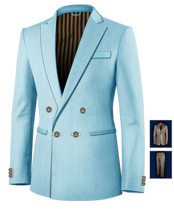 Italian Suits For Men with 4 Buttons, Double Breasted (1 To Close)