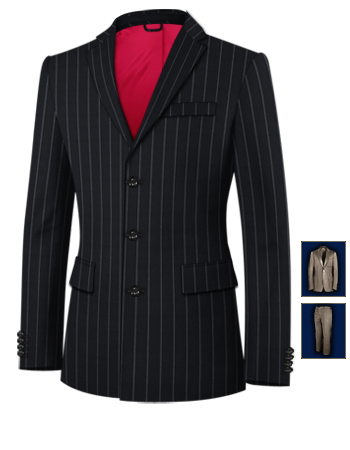 Custom Made Velvet Suit with 3 Buttons, Single Breasted