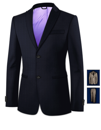 No Collar Mens Suits with 2 Buttons, Single Breasted