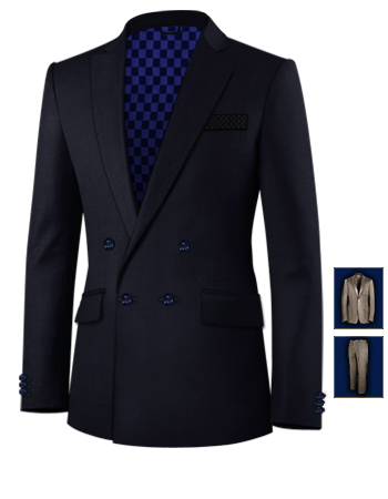 Mens Light Grey Suits with 4 Buttons, Double Breasted (1 To Close)