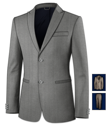 Grey Mens Suit with 2 Buttons, Single Breasted